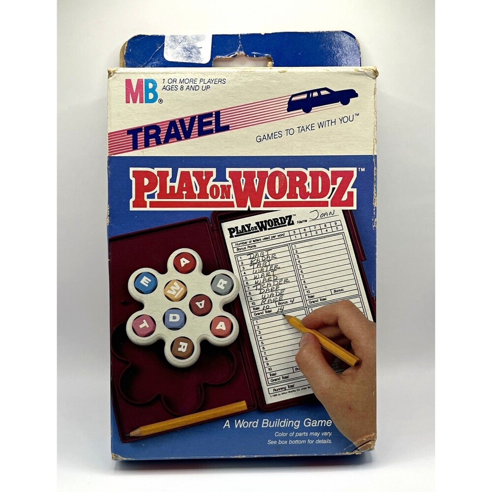 MB Play on Wordz Travel Size Word Building Game COMPLETE; ages 8+ 1+ players